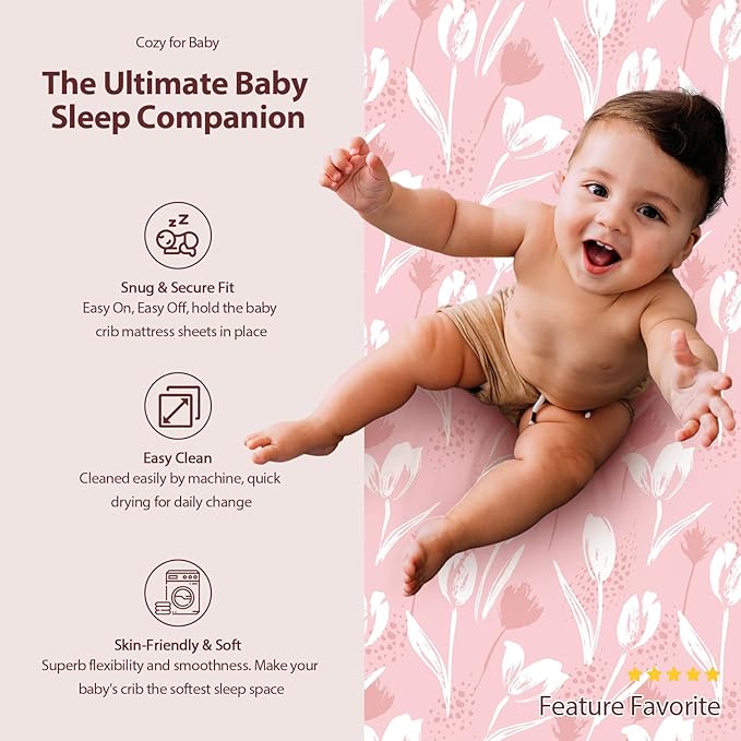 Baby Bassinet Sheets Girl Boy, Fitted Bassinet Sheet Set 3 Pack Bassinet - Image 5