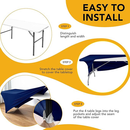 8-Pack Premium Navy Blue Spandex Tablecloths - Image 8