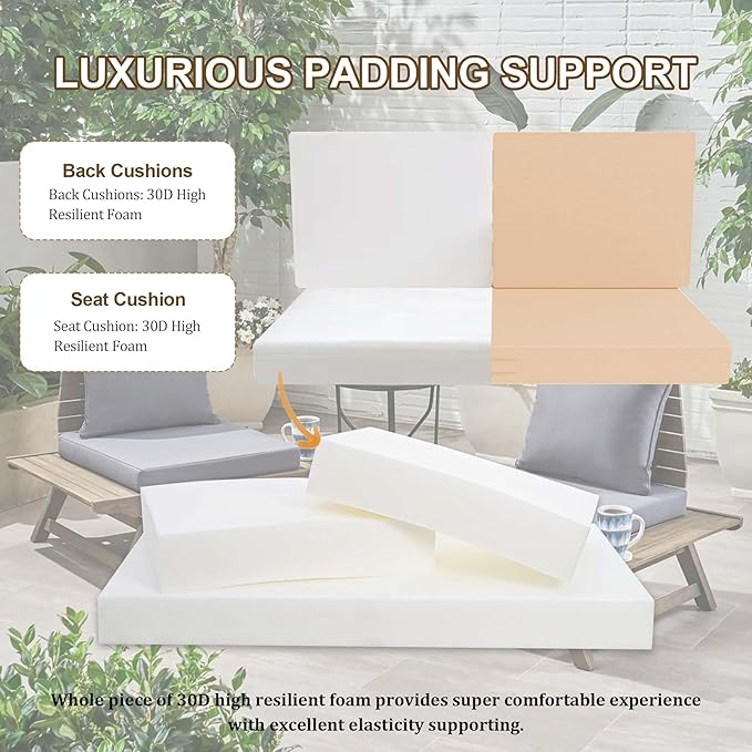 Outdoor Loveseat Cushion Set 46 x 26 Inch, Waterproof & Fade-Resistant Deep - Image 6