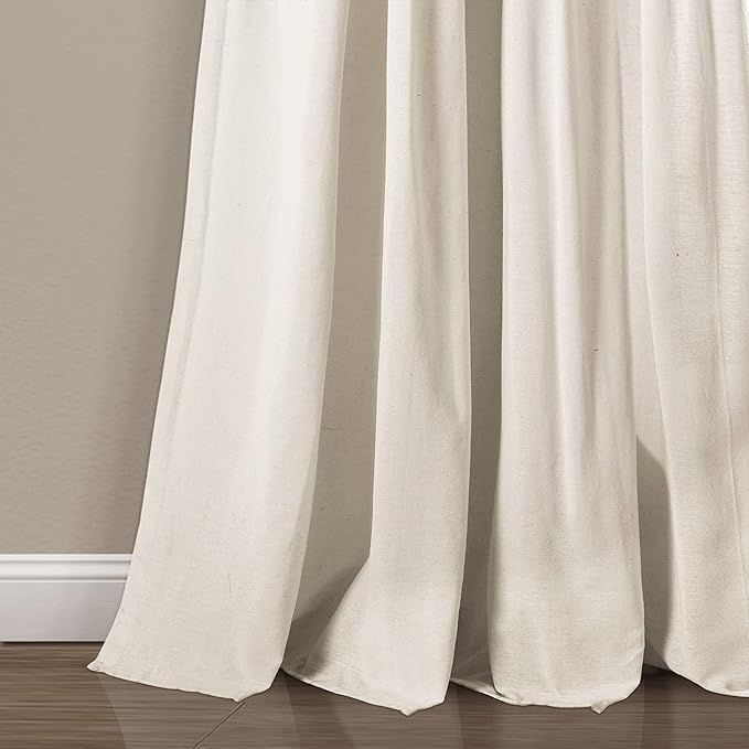Lush Decor Linen Button Window Curtain Panel, Off White - Image 4