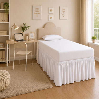 dorm room college microfiber ruffled bedskirts twin-xl, close-up detail