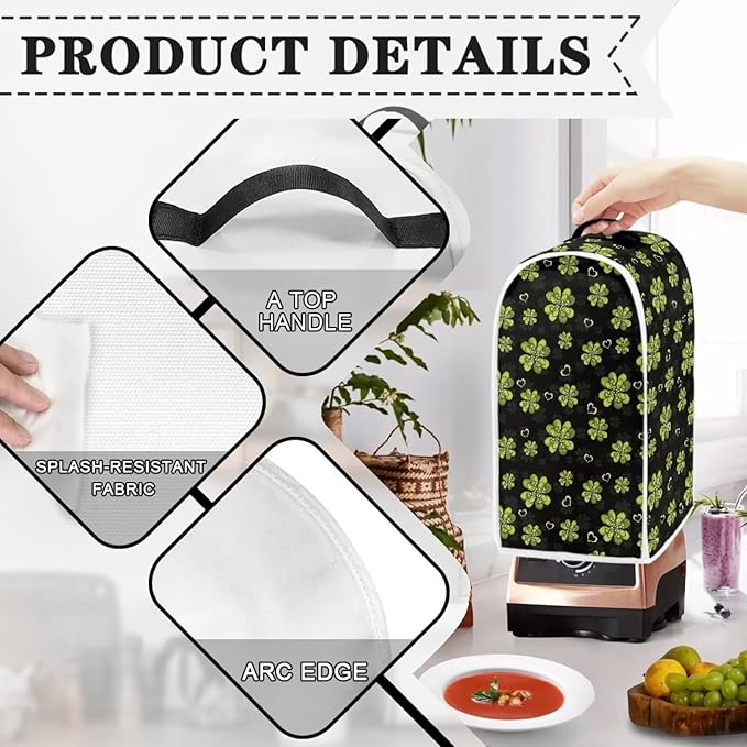 Talayituse Shamrock Heart Print Blender Dust Cover, Fingerprint Protection Cover - Image 4