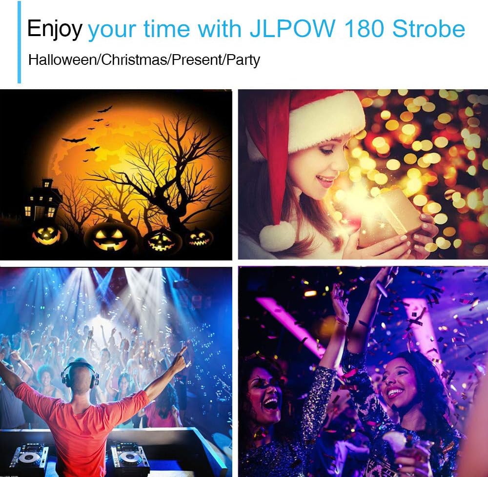 Halloween Strobe Light, JLPOW Ultra Bright RGB LED Strobe Lights (Metal Case), Sound Activated and Remote Control, Speed Adjustable Mini Flash Stage Lighting, Best for DJ Party Bar Show Disco Dance