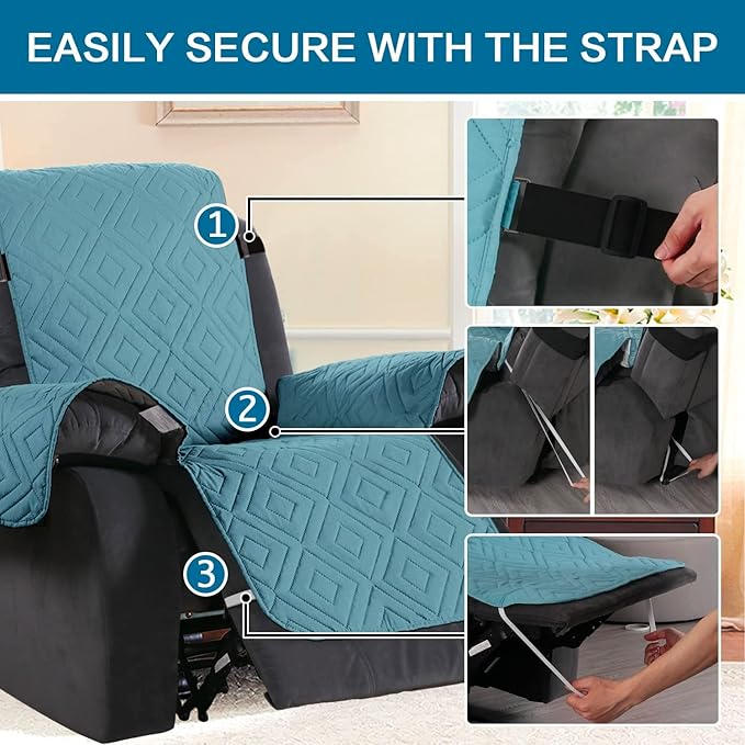 H.VERSAILTEX Reversible Quilted Recliner Covers Water Resistant Furniture - Image 5