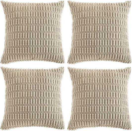 Fancy Homi 4 Packs Taupe Decorative Throw Pillow Covers 22x22 Inch by Fancy+Homi