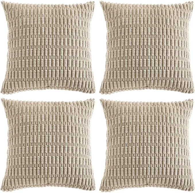 Fancy Homi 4 Packs Taupe Decorative Throw Pillow Covers 18x18 Inch by Fancy+Homi