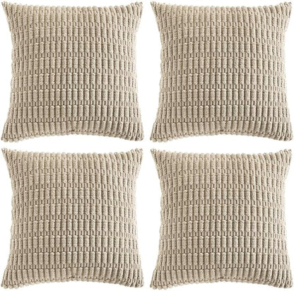 Fancy Homi 4 Packs Taupe Decorative Throw Pillow Covers 18x18 Inch by Fancy+Homi