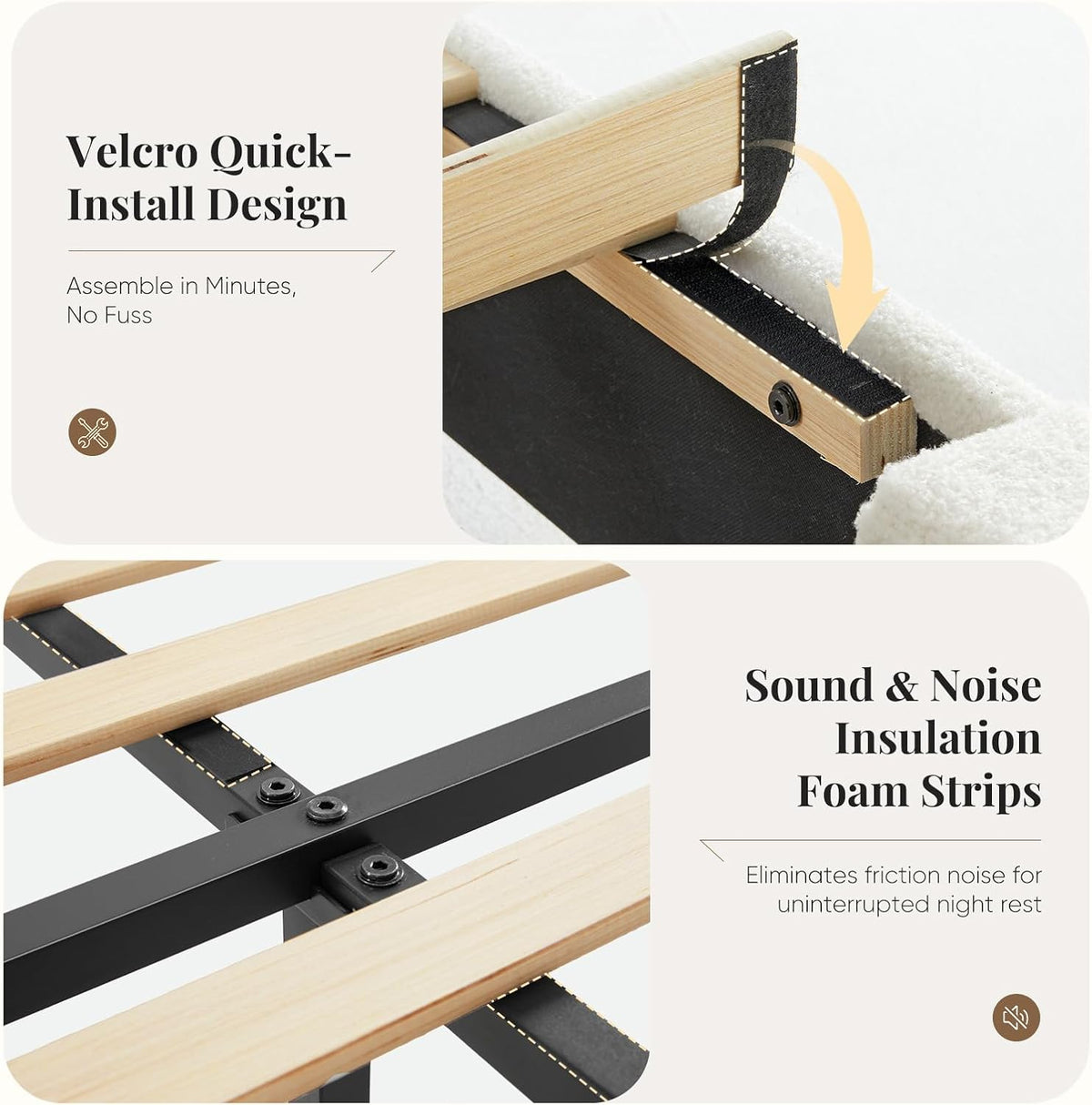 sweetcrispy full bed frame with adjustable headboard, luxurious, package contents