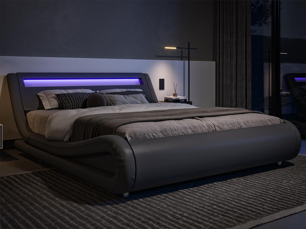 allewie king size led platform bed frame with, main product view