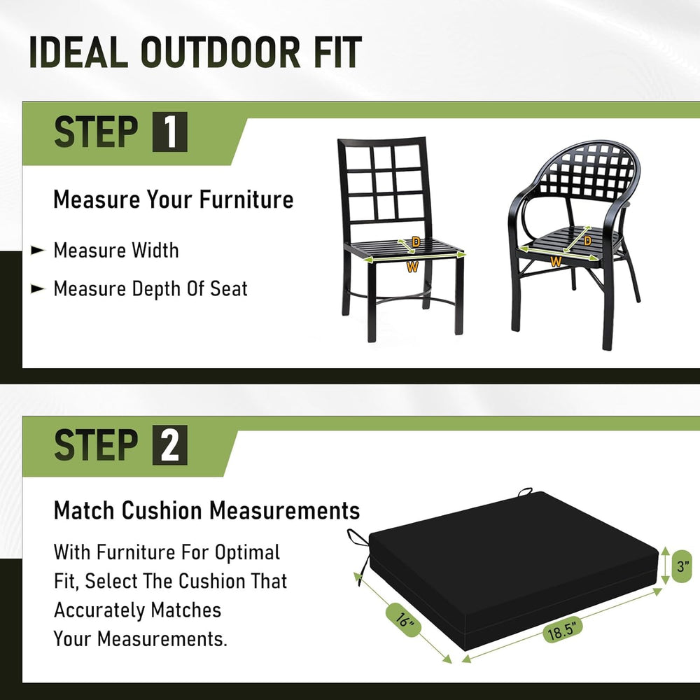 Basic Beyond Outdoor Chair Cushions Set of 2, Square Corner Outdoor Cushions ...