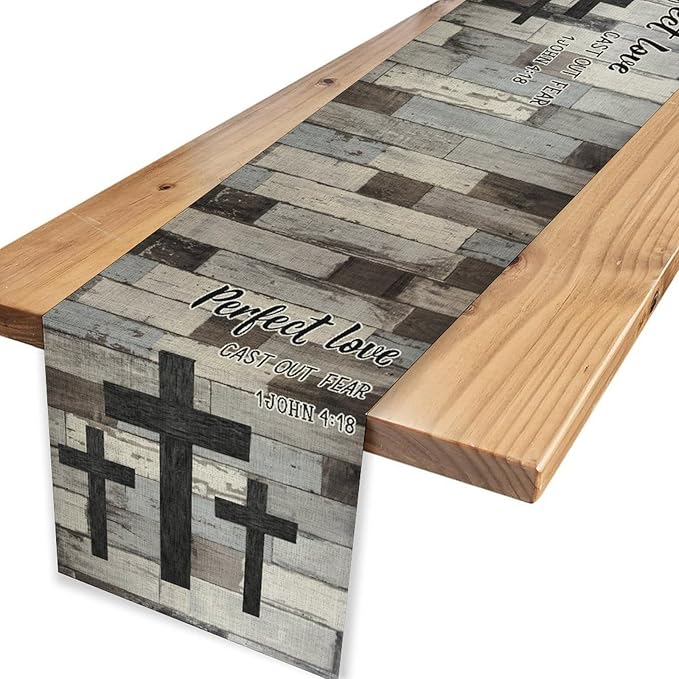 Rustic Wood Bar Table Runner, Rustic Country Retro Grey Farmhouse Village Plank - Image 4