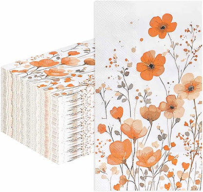 HEIPINIUYE 50 Pieces 3-ply Fall Floral Paper Napkins Autumn Flower Guest by HEIPINIUYE