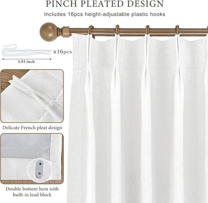 IVAPUPU Pinch Pleated Linen Blend Blackout Curtains - Image 3
