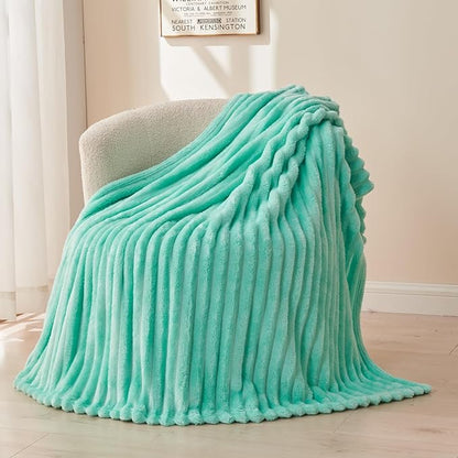 NEWCOSPLAY Super Soft Throw Blanket Aqua Premium Silky Flannel Fleece 3D Ribbed by NEWCOSPLAY