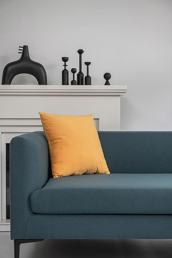 Couch Pillow Covers 20x20 Golden Yellow: 2 Pack Cozy Soft Velvet Square Throw - Image 3