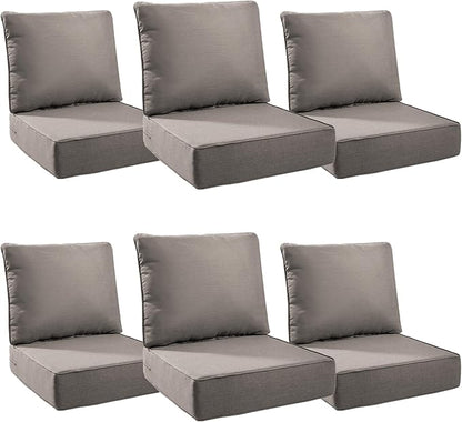 6" Thick Outdoor Cushions 24x24x6, 6-Set Deep Seat Patio Cushions by Pugire