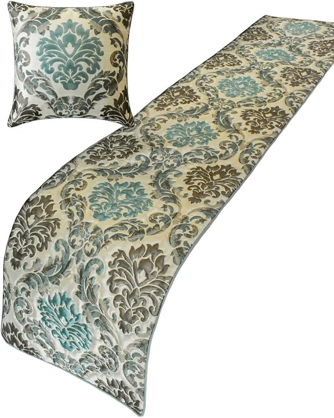 The HomeCentric King/Queen/Twin Blue Decorative CA King 86"x18" Bed Runner - Image 5