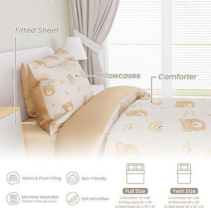 SANDJEST Bear Comforter Set Full Size 98x86in - Image 3
