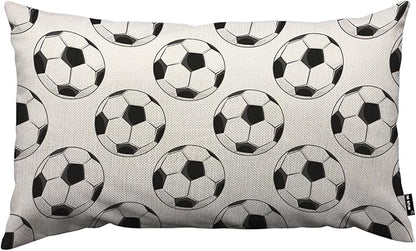 TKS MITLAN Sport Football Pattern Pillow Cover 12x20 inch Black White Soccer by TKS+MITLAN