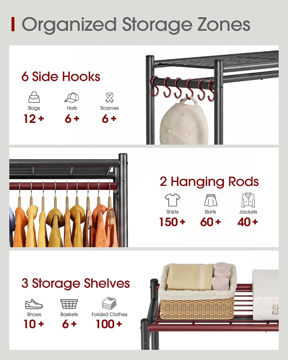 sakugi clothes rack - 33.0" x 12.2" x, side view