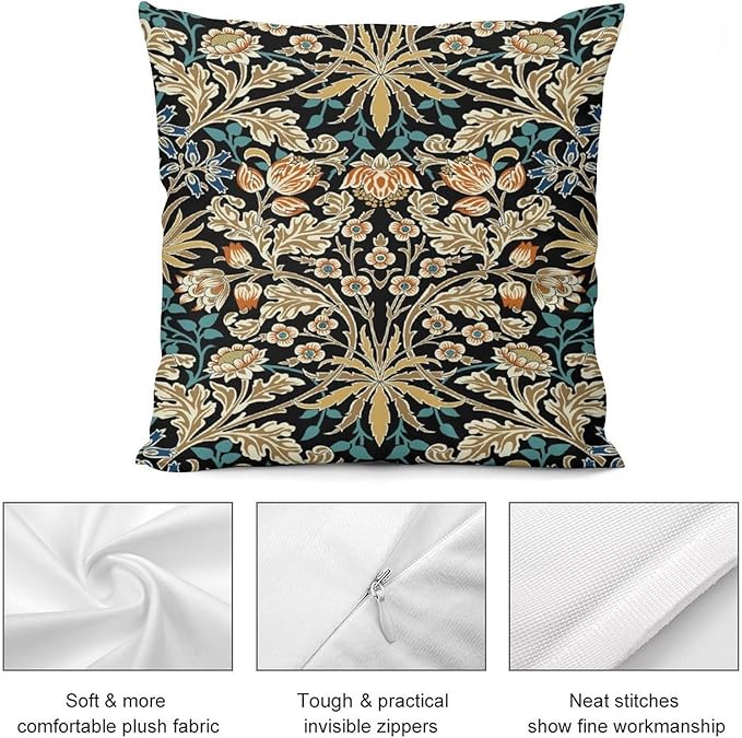 William Morris Floral Original Throw Pillow Covers Boho Chic Retro Floral Cozy - Image 8