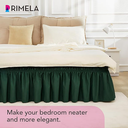 RIMELA Dark Green Bed Skirt King Size 15 Inch Drop, Elastic Wrap Around Bed - Image 8