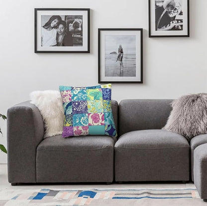 Throw Pillow Covers 18x18 Set of 2, Patchwork-Inspired Print Cushion Covers - Image 5
