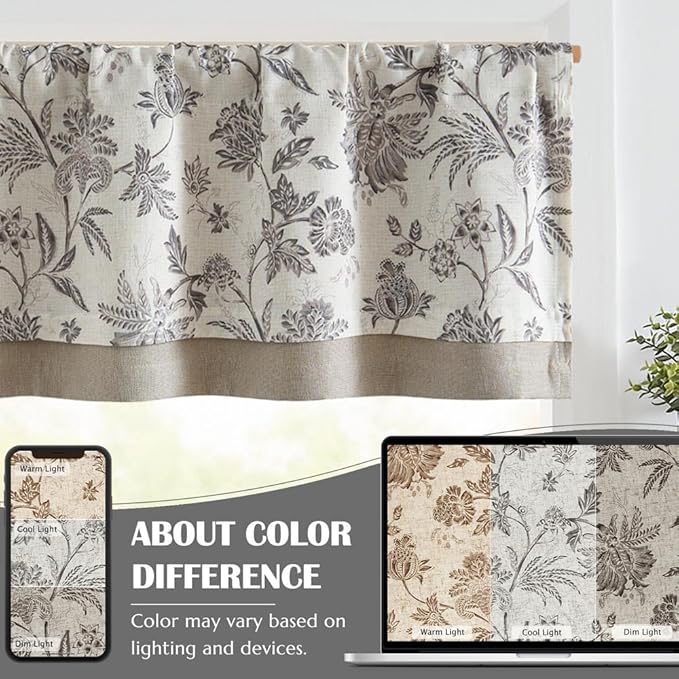 jinchan Floral Valance Curtain Linen Kitchen Valance - Image 7