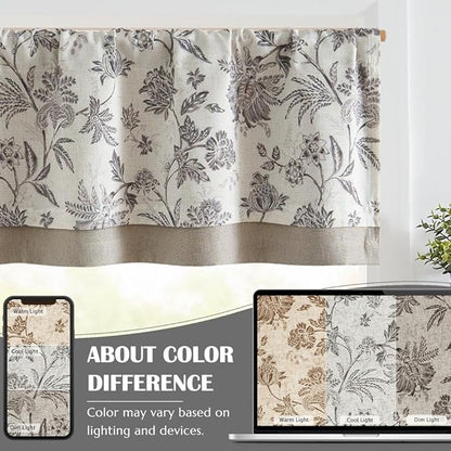 jinchan Floral Valance Curtain Linen Kitchen Valance - Image 7
