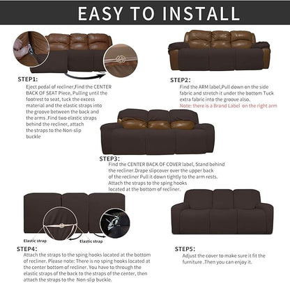 Easy-Going 8 Pieces Recliner Sofa Stretch Sofa Slipcover Sofa Cover Furniture - Image 4