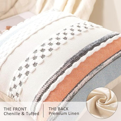 Boho Throw Pillow Covers 18x18 Set of 2 Farmhouse Decorative Cushion Case - Image 2
