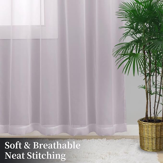 Sheer Curtains 54 Inches Long 2 Panels, Rod Pocket Short Curtain - Image 8