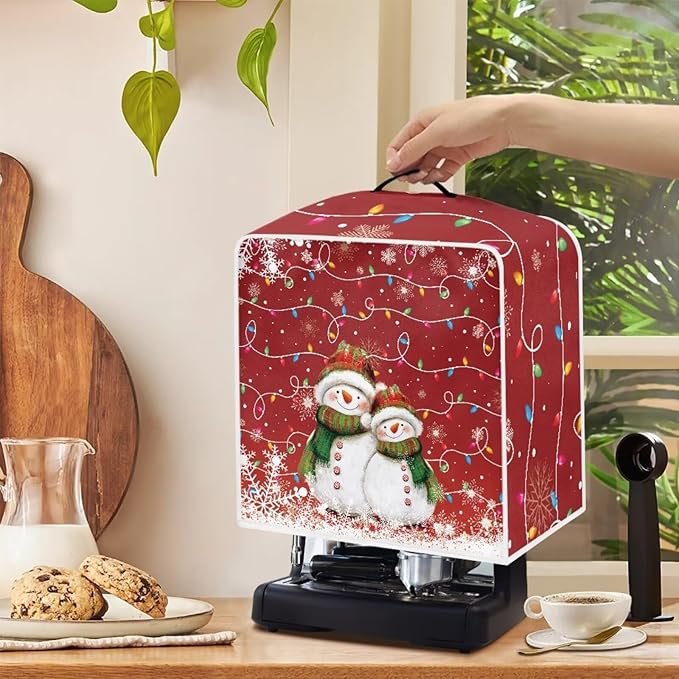 Coffee Maker Dust Cover, Cute Snowman Christmas Mixer Dustproof Protector - Image 4