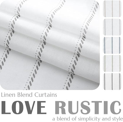 jinchan Nautical Valance Striped Linen Curtain 16 Inch Gray Farmhouse Room - Image 3