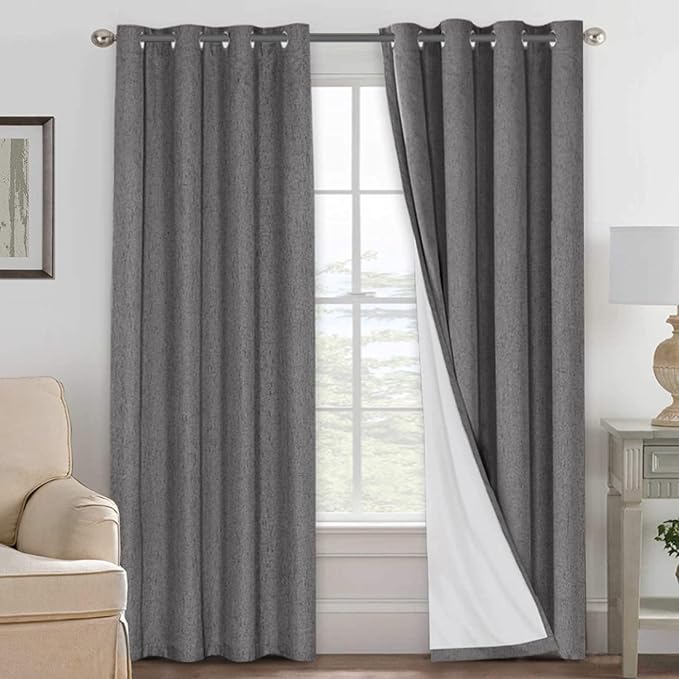 H.VERSAILTEX Linen Blackout Curtains 96 Inches Long 100% Absolutely Blackout by HVERSAILTEX
