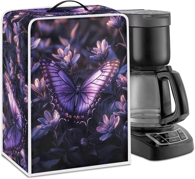 Mumeson Purple Butterfly Coffee Maker Cover, Dust Resistant Supplies Home by Mumeson