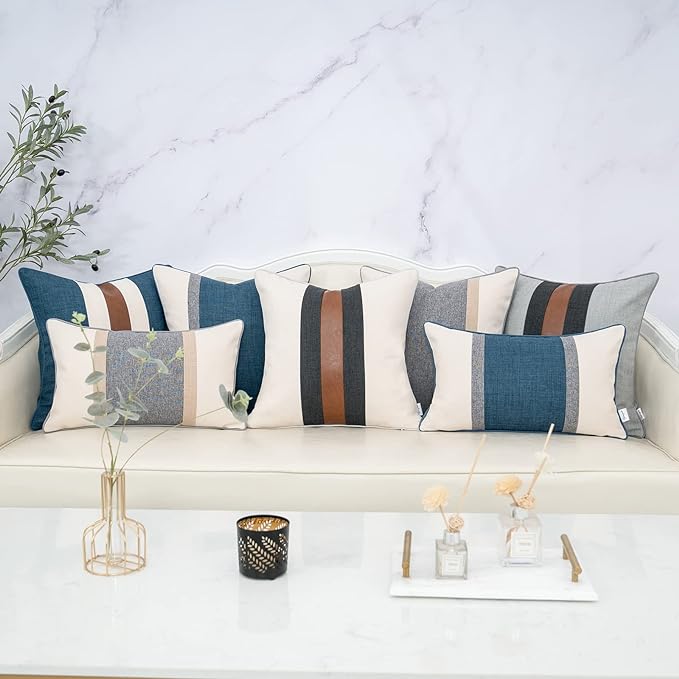 Yangest Patchwork Pillow Cover 24x24 Inch Luxury Cotton and Linen Cushion Cover - Image 5