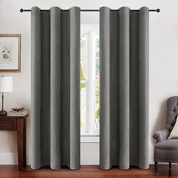 MIULEE Linen Blackout Curtains and Drapes 100% Room Darken Thermal Insulated by MIULEE