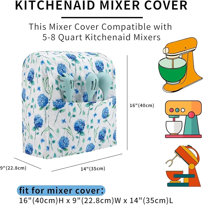 Stand Mixer Cover, Hydrangea Kitchen Mixer Cover Compatible - Image 2