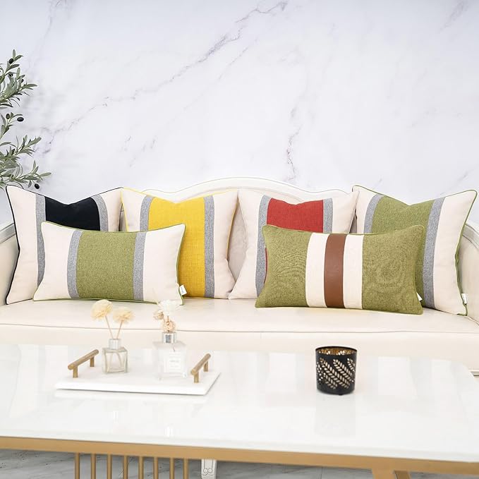 Yangest Patchwork Pillow Cover 20x20 Inch Luxury Cotton and Linen Cushion Cover - Image 7