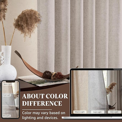 jinchan Linen Curtains for Living Room Bedroom Light Filtering Semi Sheer - Image 7