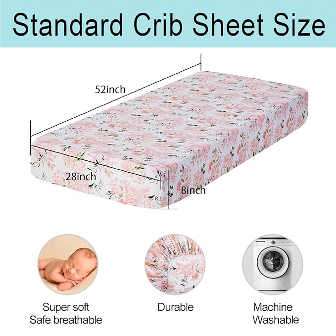 Bimocosy Crib Sheets 4 Pack, Baby Crib Sheets Fitted - Image 3