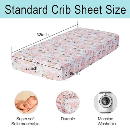 Bimocosy Crib Sheets 4 Pack, Baby Crib Sheets Fitted - Image 3