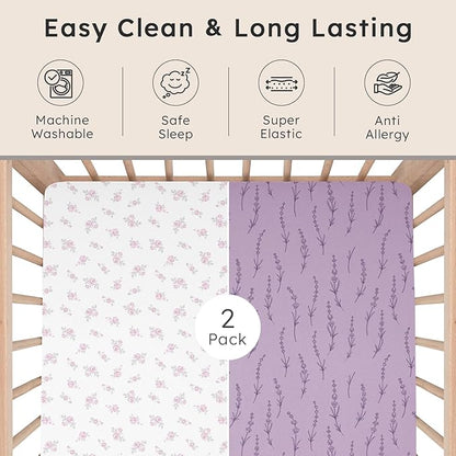 Baby Crib Sheets for Boys Girls Neutral, 2 Pack Crib Mattress Sheet for - Image 6
