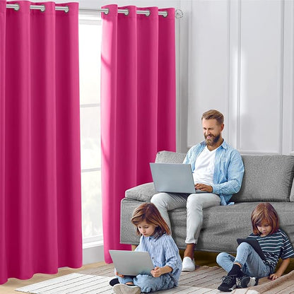 HOMEIDEAS Raspberry Blackout Curtains, Hot Pink Curtains - Image 7