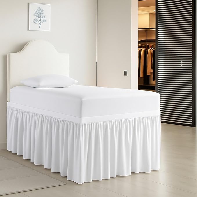 Cottington Lane Extra Long Ruffled College Dorm Bed Skirt 32 Inch Drop by CottingtonLane