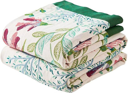 Boho Throw Blanket for Bed, 100% Cotton Soft Rustic Quilt Fall Blanket by XIBLC