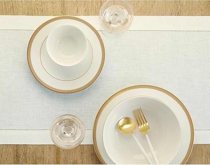 Solino Home Linen Ivory Table Runner 72 Inches Long - Image 3