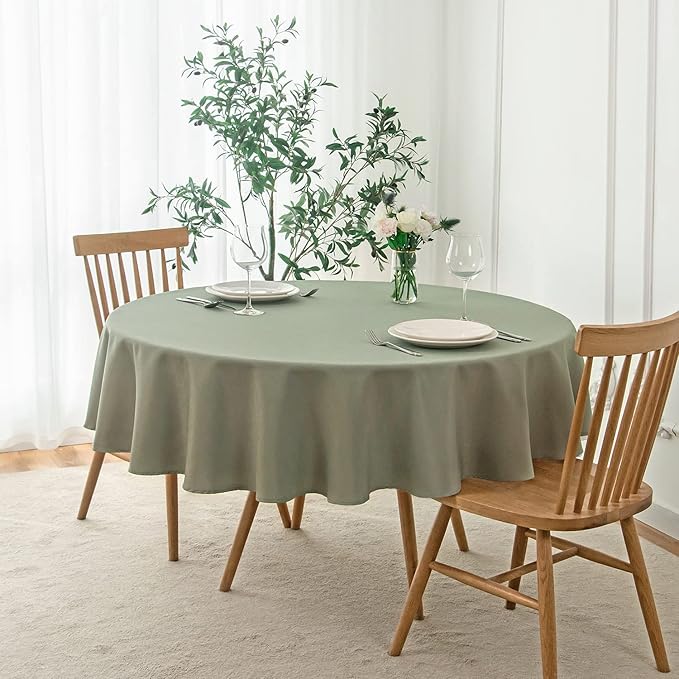 maxmill Round Linen Looking Textured Tablecloth Spill-Proof Wrinkle Free Soft by maxmill