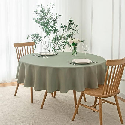 maxmill Round Linen Looking Textured Tablecloth Spill-Proof Wrinkle Free Soft by maxmill